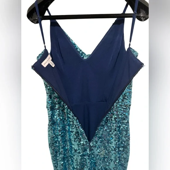 Dress The Population EUC Size XS Sequin Spaghetti Strap Teal Mini Dress (0563) - Picture 6 of 11